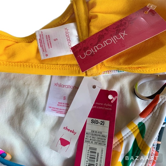 Xhilaration Yellow Bralette Bikini Top & Floral String Bikini Bottom - Picture 5 of 8